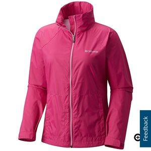 Columbia bright pink rain jacket